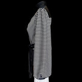 Houndstooth & Leather Wrap Top