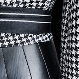 Houndstooth & Leather Wrap Top