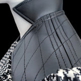 Houndstooth & Leather Wrap Top