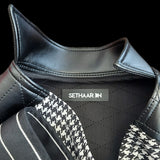 Houndstooth & Leather Wrap Top