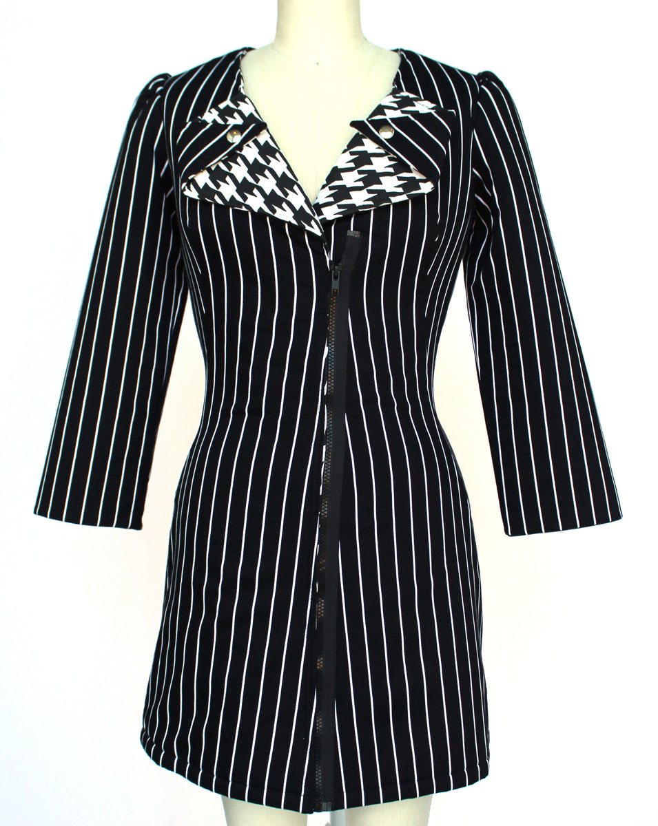 ladies pinstripe dress Women's Linen Blend Pinstripe Trench Dress
