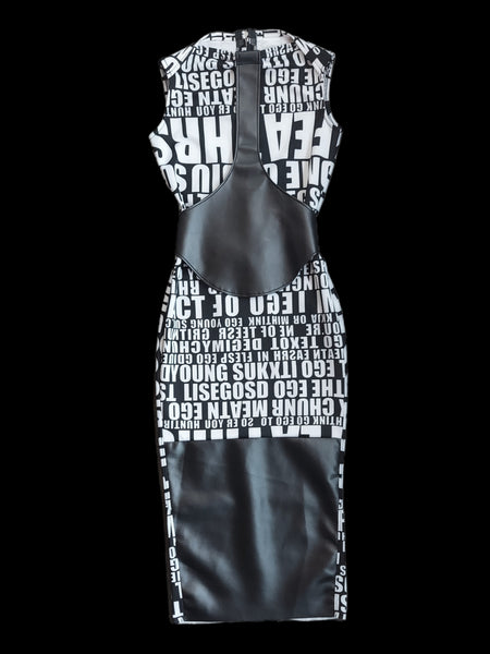 Word Print Zipper Dress