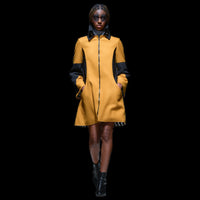 Mesh Abstract Appliqued Gold Wool Coat