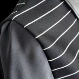 Pinstripe blouse With Leather Collar