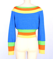 Blue and Multicolor Fleece Top