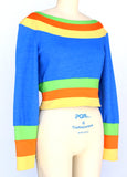 Blue and Multicolor Fleece Top