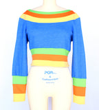 Blue and Multicolor Fleece Top